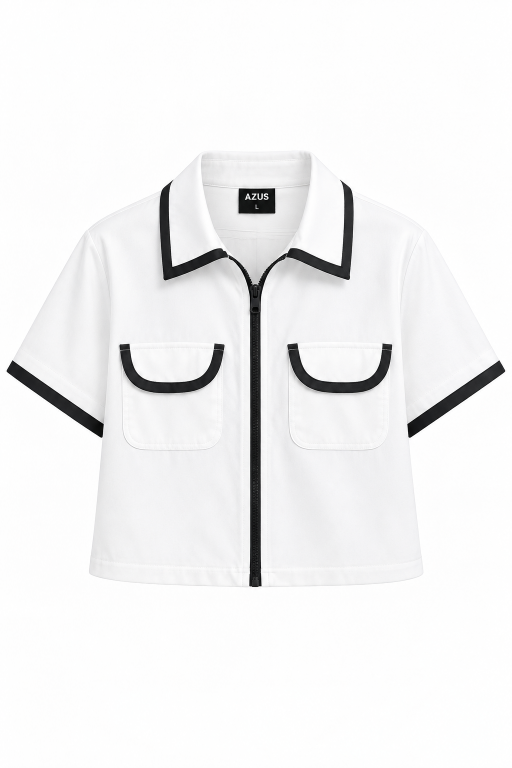 AZUS  Crop Polo Shirt – White