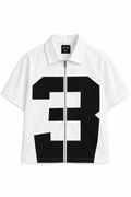 AZUS Zip-Up Shirt – White & Black