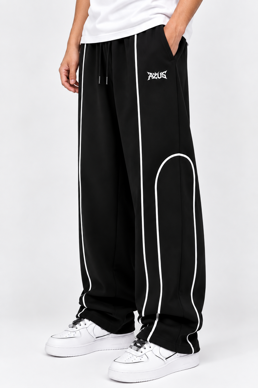 AZUS Wide-Leg Track Pants – Black