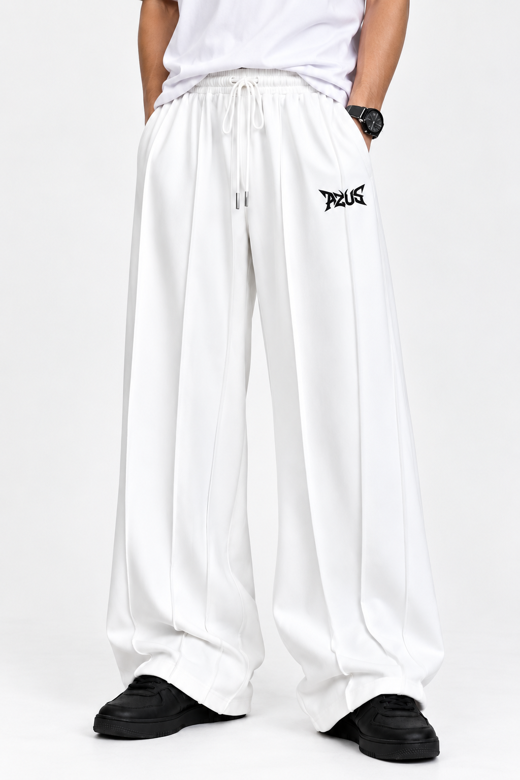 AZUS Wide-Leg Drawstring Trousers – White